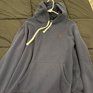 Men's Navy Polo Hoodie Size Large